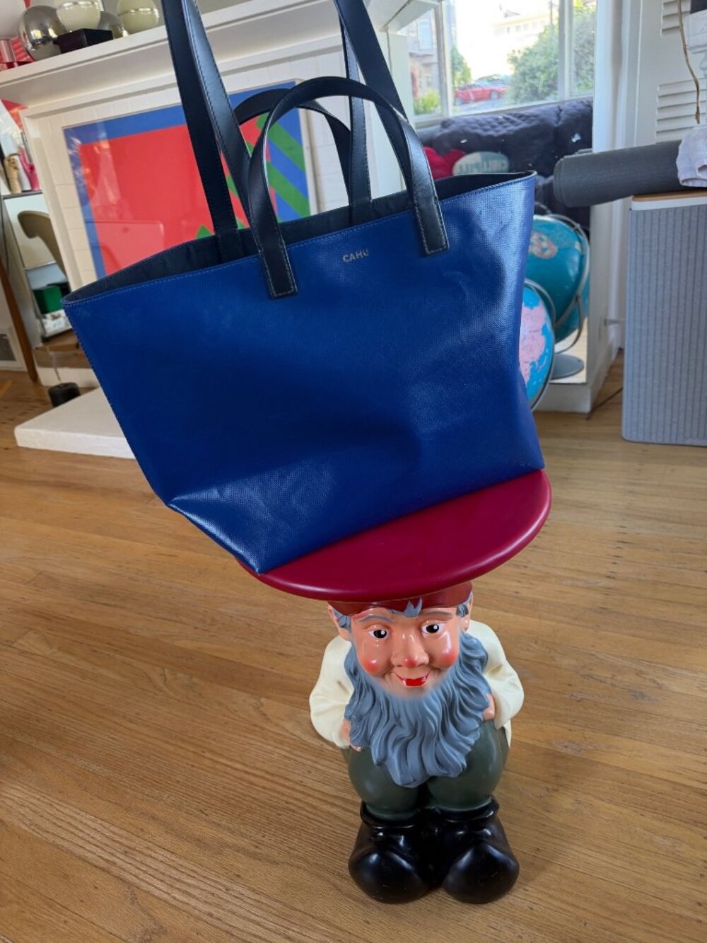 Cahu Large Navy Blue Tote Bag With Black Handles - Stylish & Durable Design